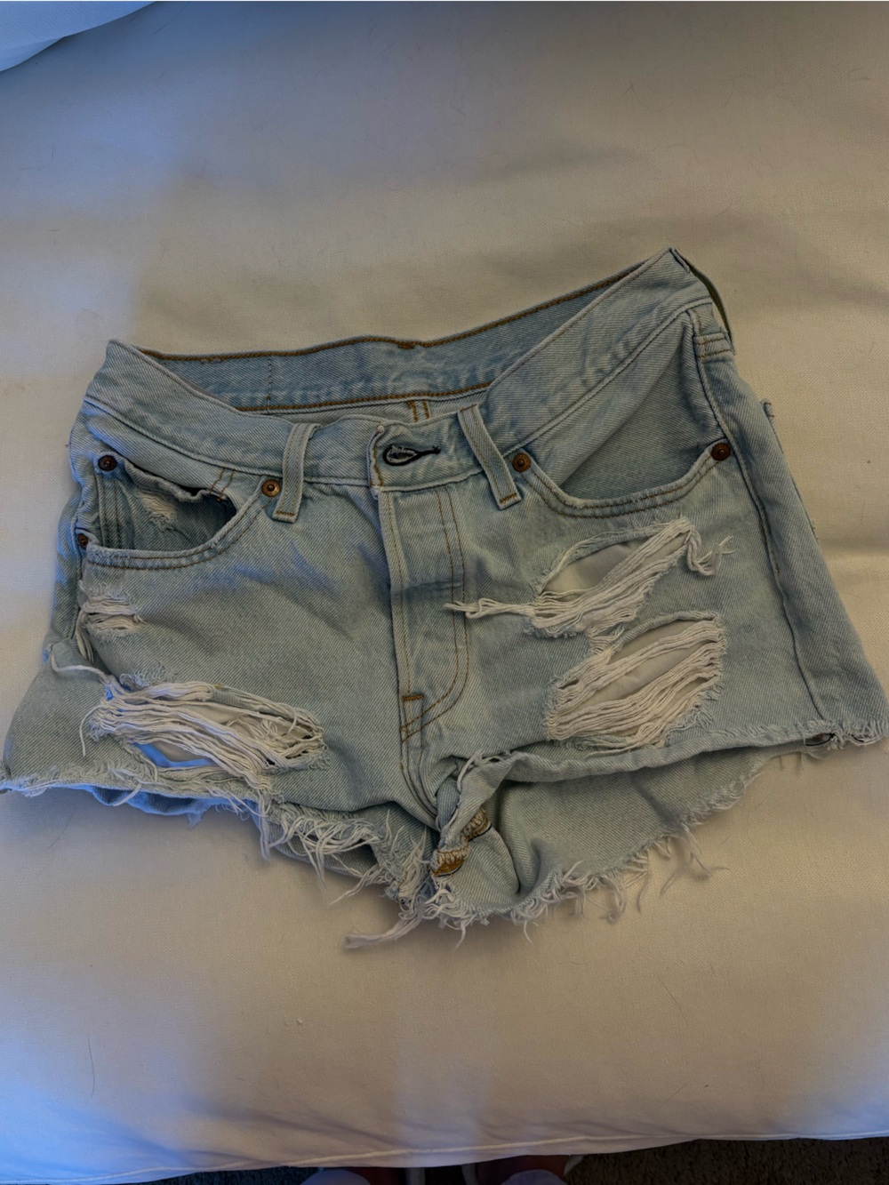 Levi’s Distressed Light Blue Denim Women's Shorts